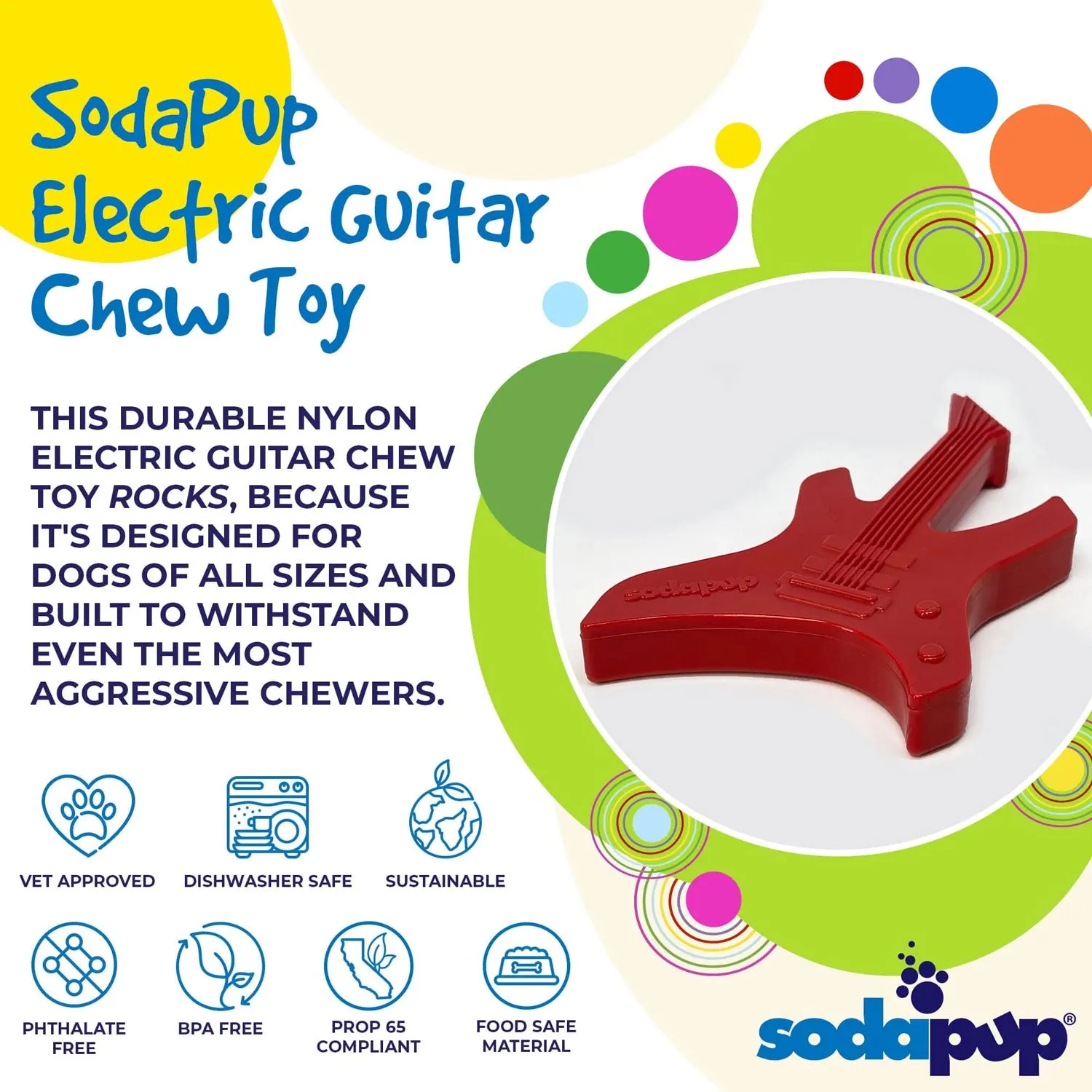 SodaPup Electric Guitar Ultra Durable Nylon Dog Toy