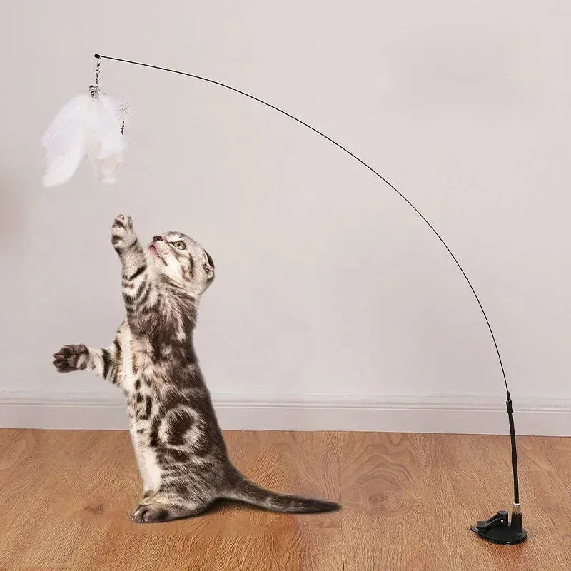 Suction Cup Interactive Feather Cat Teaser Wand