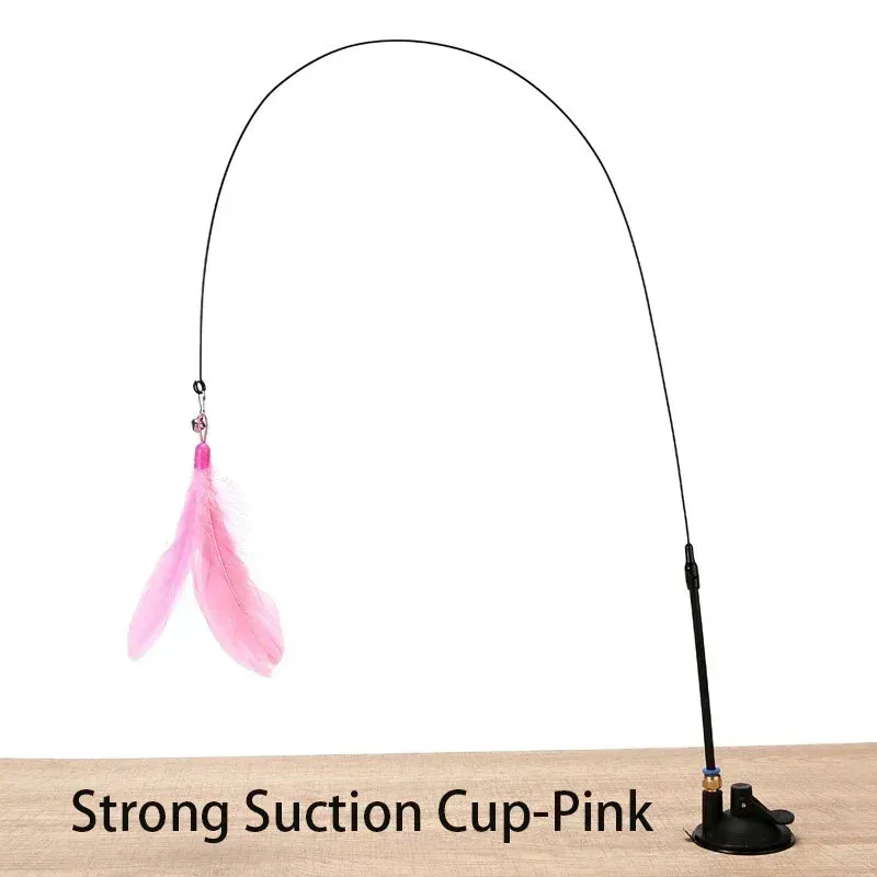 Suction Cup Interactive Feather Cat Teaser Wand