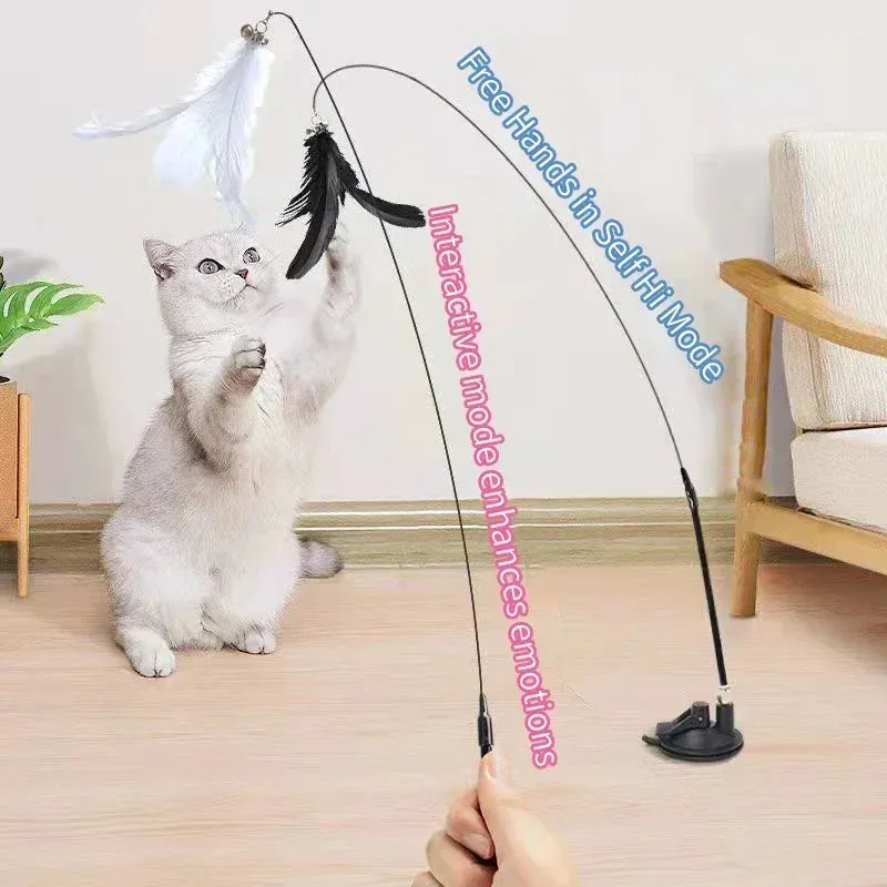 Suction Cup Interactive Feather Cat Teaser Wand