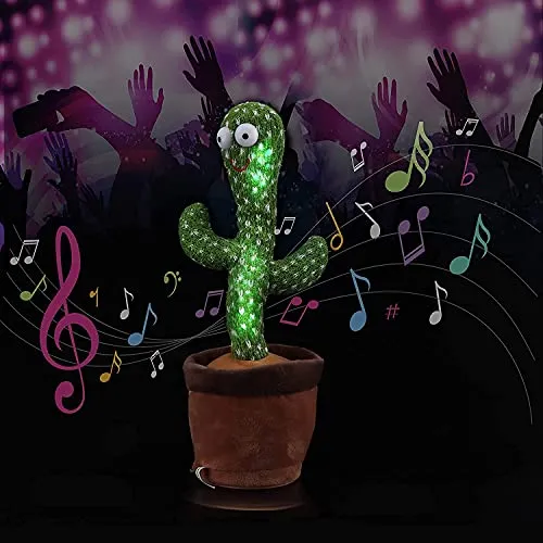 Toyshine Dancing Cactus Toy | Talking, Wriggle Singing Mimicking -Repeat What You Say with LED - B