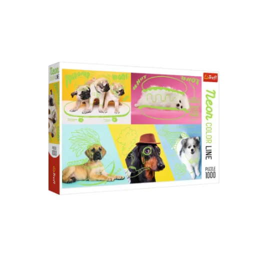 Trefl 1000 Piece Puzzle Neon Color Line Far out dogs