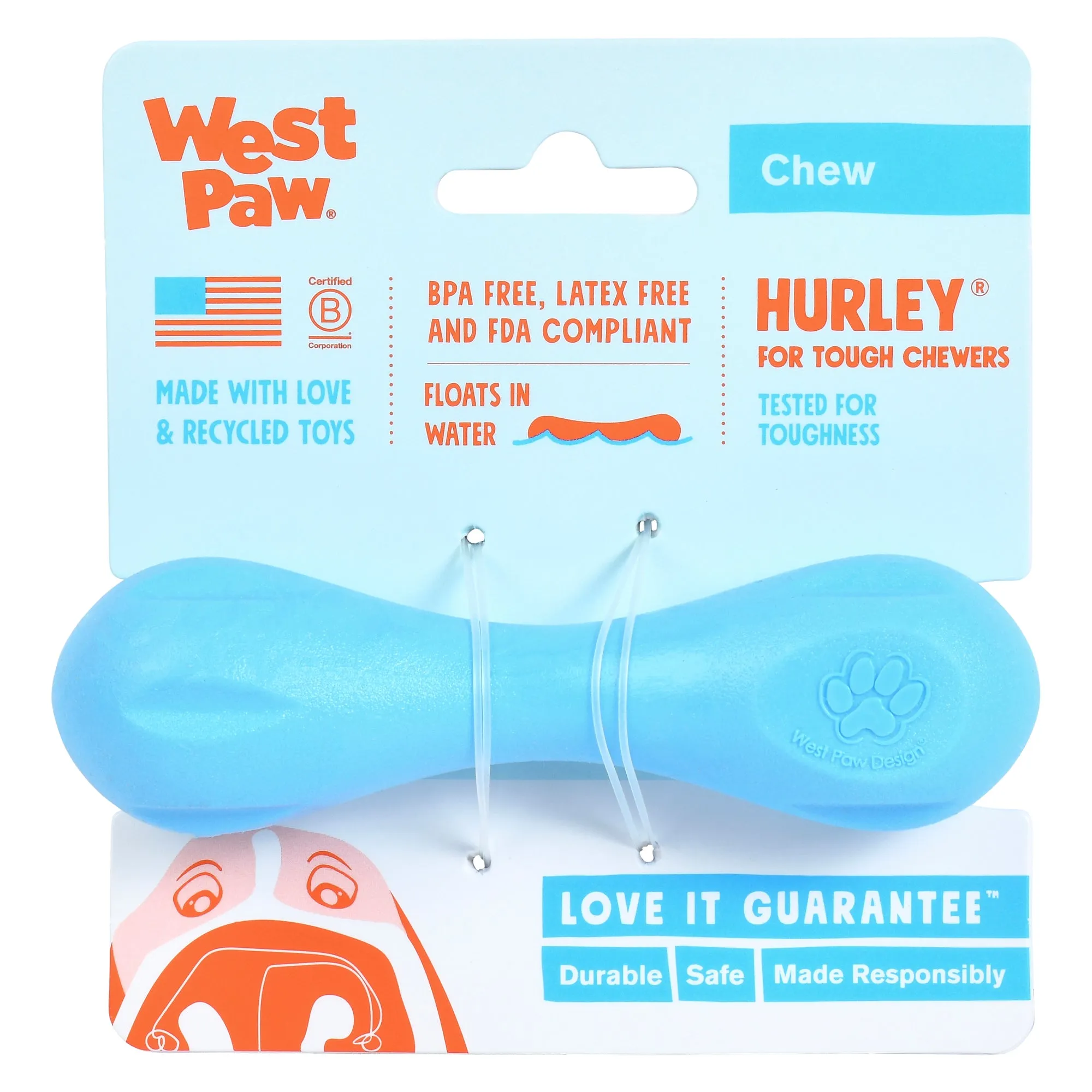 West Paw Hurley Dog Bone Toy