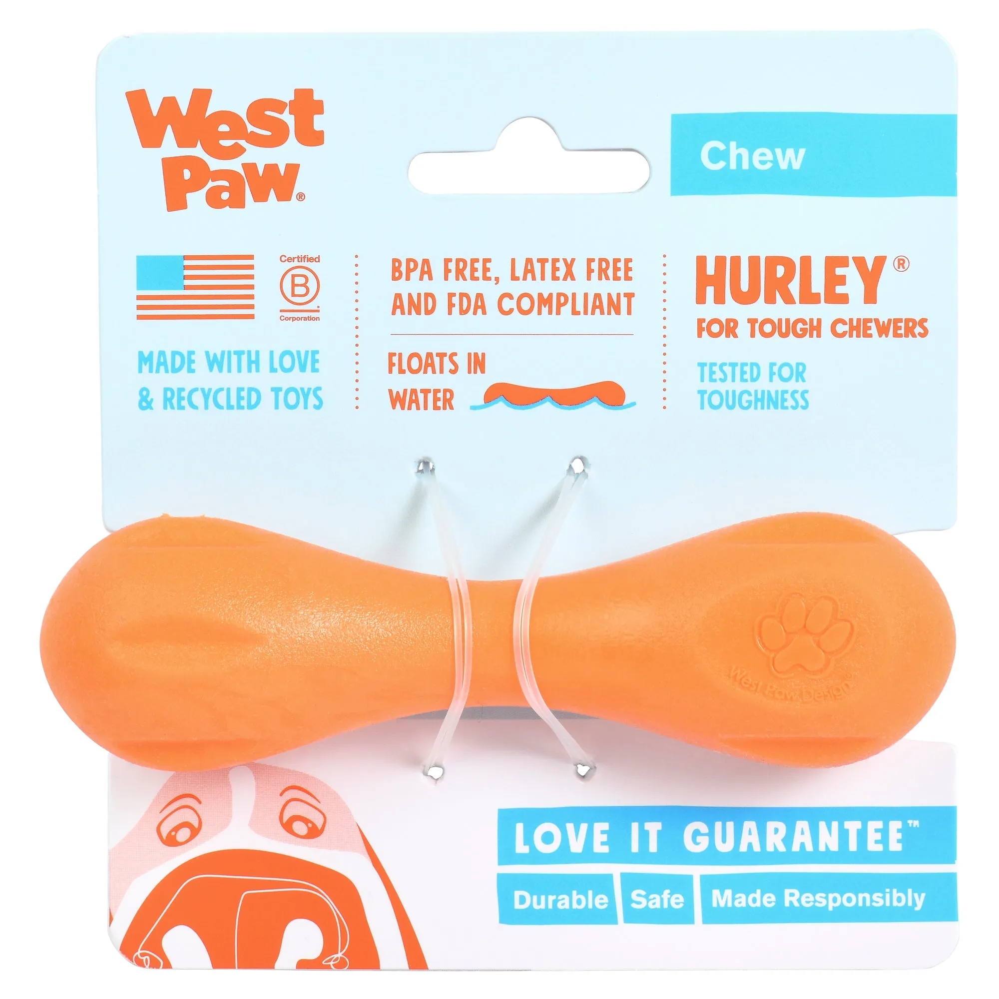 West Paw Hurley Dog Bone Toy